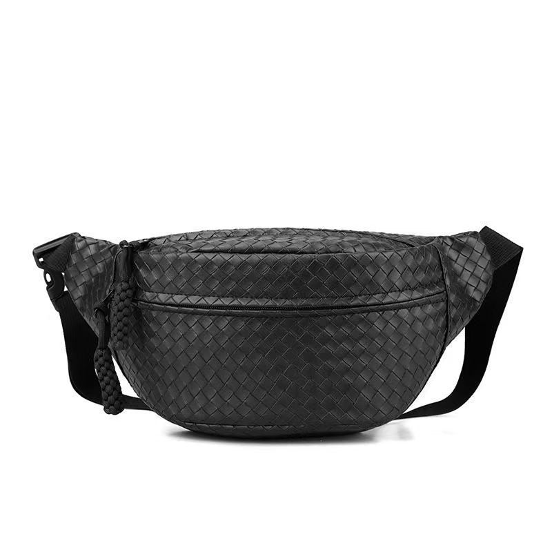 Premium Woven PU Leather Waist Bag – Unisex Crossbody Chest Bag