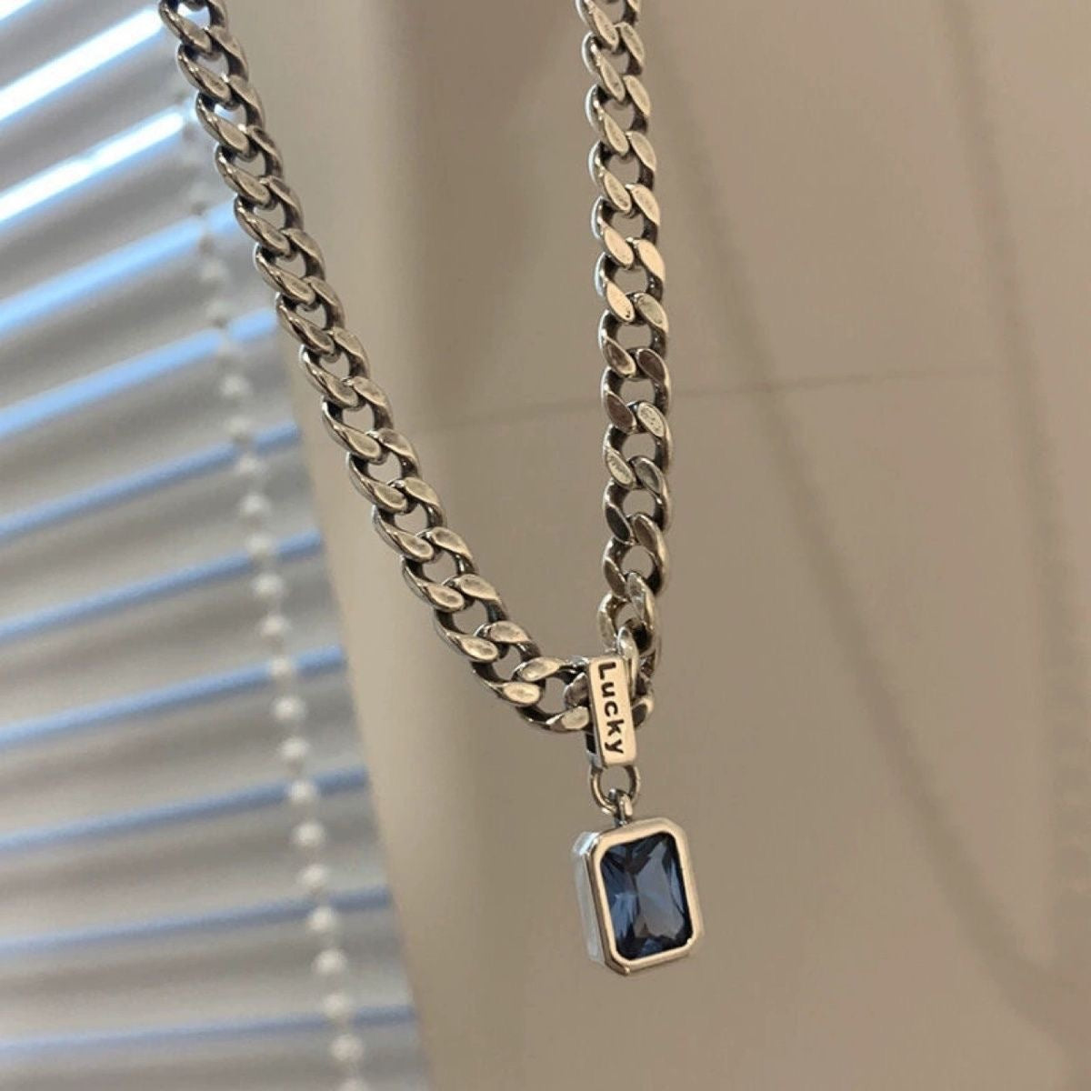 S925 Sterling Silver Cuban Link Chain Necklace – Unisex Lucky Charm Pendant