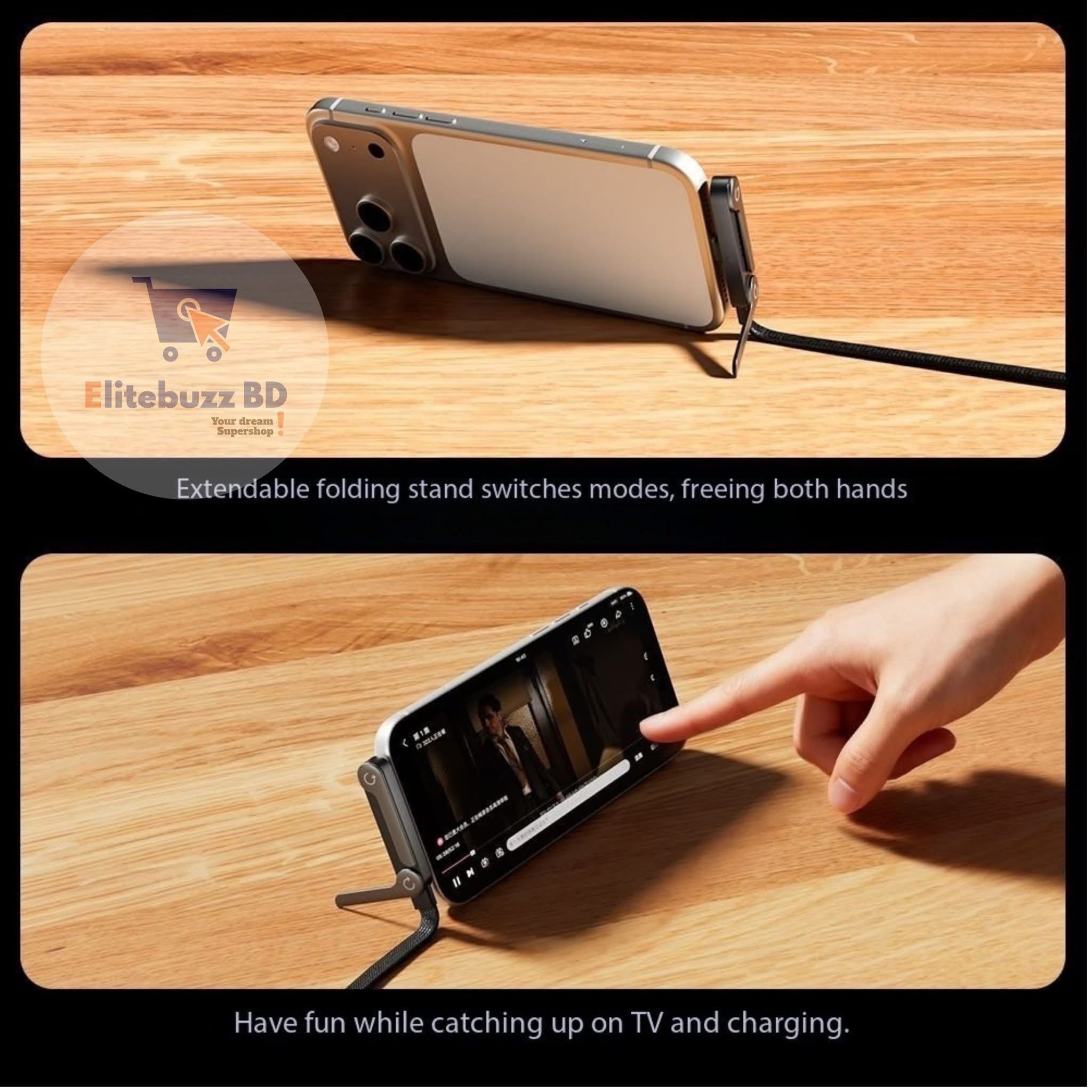 USB cable + phone holder